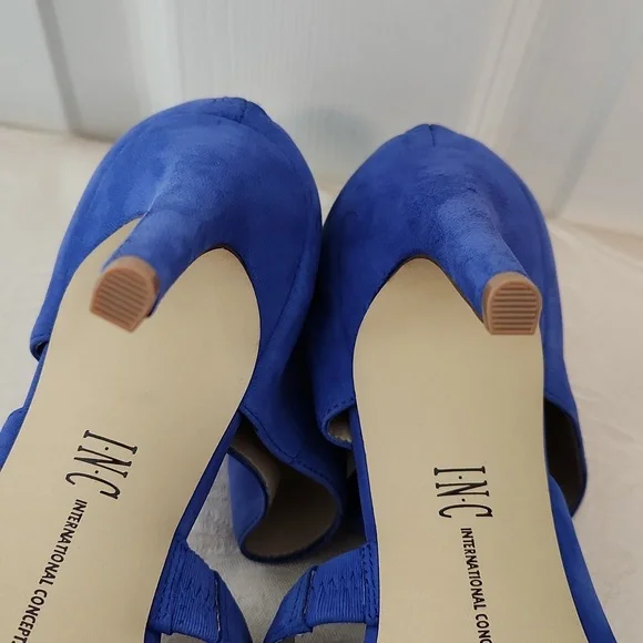 INC International Concepts bright cobalt blue stiletto statement heels size 9.5 - Picture 15 of 16